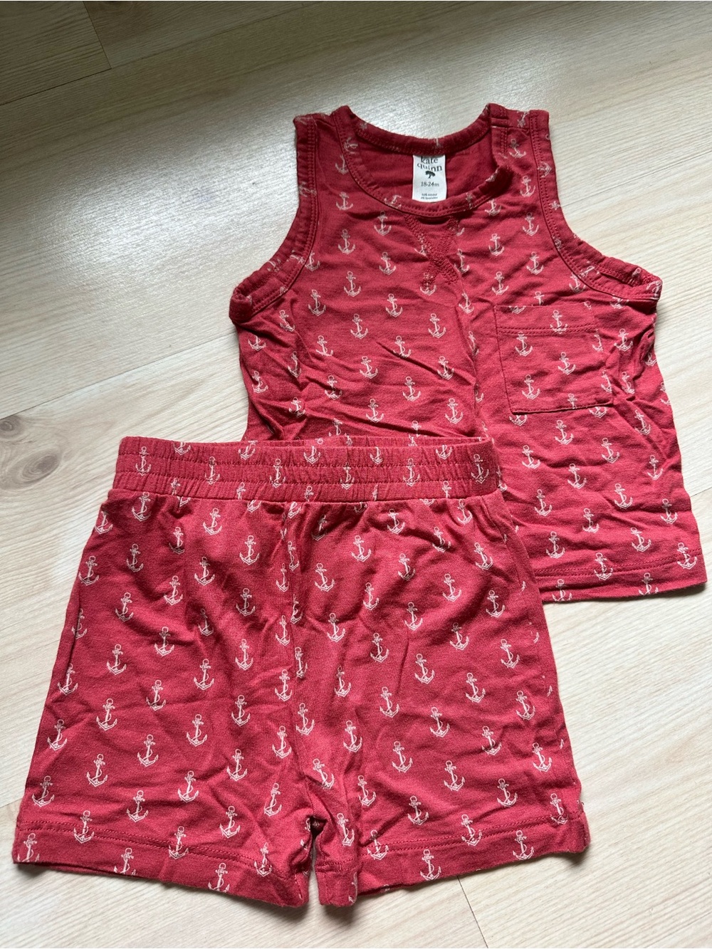Kate Quinn Red Anchor Print Set - Tank & Shorts